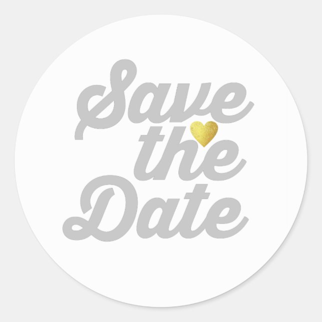 grey SAVE the DATE wedding Classic Round Sticker (Front)