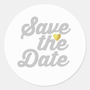 grey SAVE the DATE wedding Classic Round Sticker