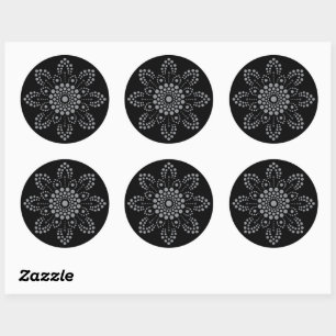 Grey Scale Floral Mandala Template Classic Round Sticker