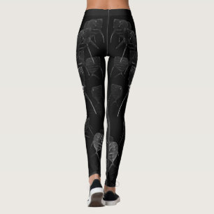 Grey-scale "Look Down" Fish Leggings
