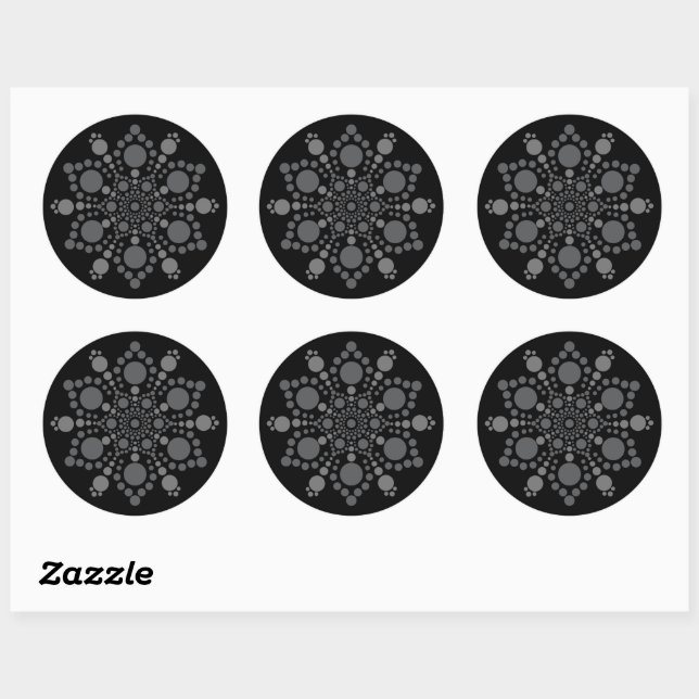 Grey Scale Mandala Dot Art Template Classic Round Sticker (Sheet)