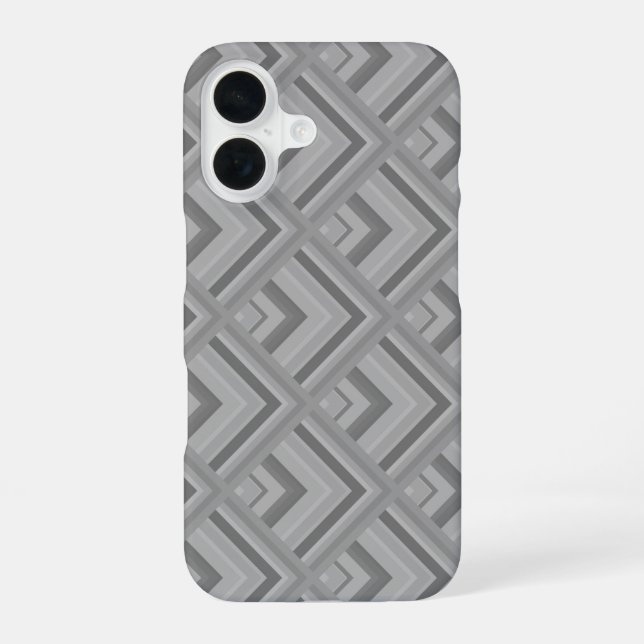Grey scale pattern iPhone 16 case (Back)