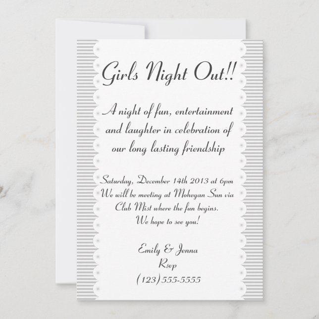 Grey Scalloped Chic Girls Night Out Invitation (Front)