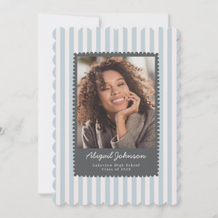 Grey Scalloped Graduation Photo Announcement