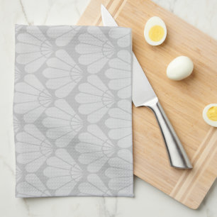 Grey Scalloped Shells Pattern Kitchen Towel