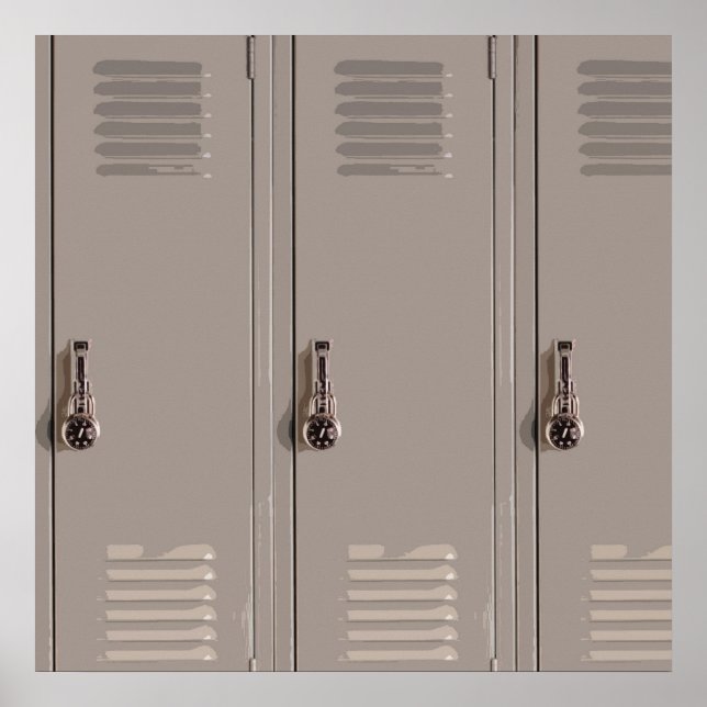 Grey School Lockers, High School Student Poster (Front)