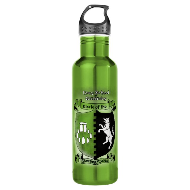 Grey School of Wizardry Stones Water Bottle (Front)