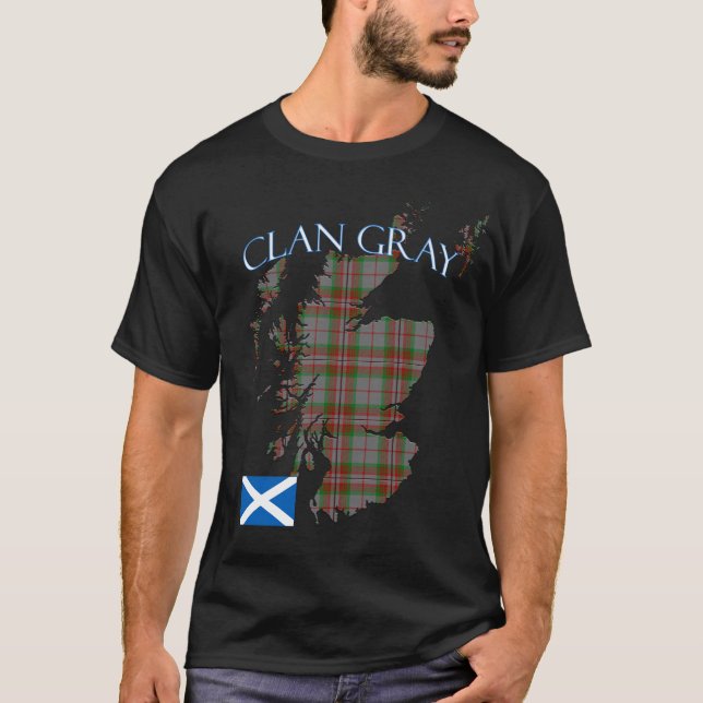 Grey Scottish Clan Tartan Scotland T-Shirt (Front)