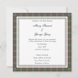 Grey Scottish Wedding Square Invitation