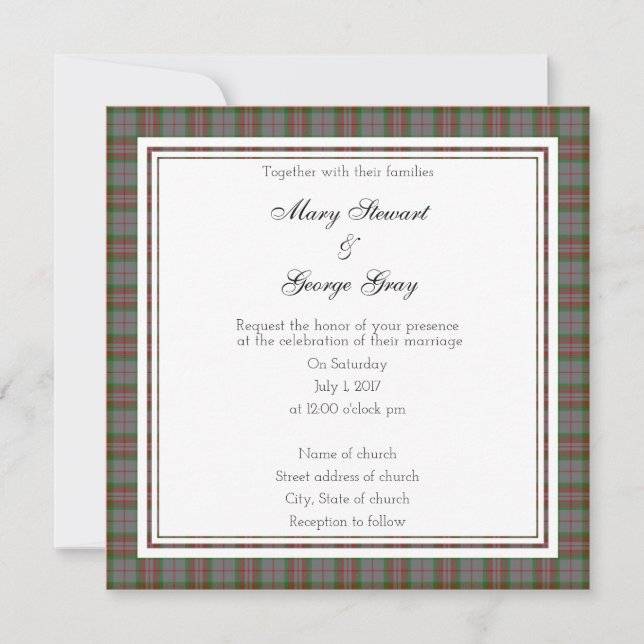 Grey Scottish Wedding Square Invitation (Front)