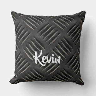 Grey scratched metal pattern cushion