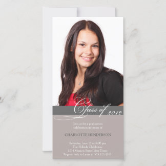 Grey script class of graduation announcement