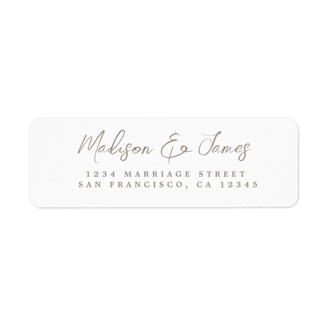 Grey Script Elegant Wedding Return Address (Front)