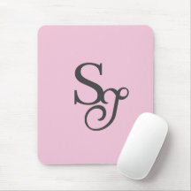 Grey script initial monogram pink