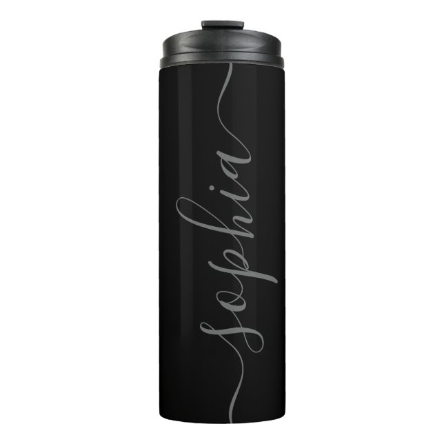 Grey Script Personalizable Name Thermal Tumbler