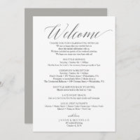 Grey Script Wedding Itinerary Welcome Letter
