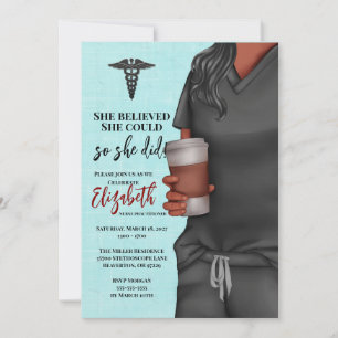 Grey Scrubs Nursing School Graduation Invitation