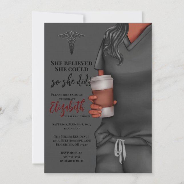 Grey Scrubs Nursing School Graduation Invitation (Front)