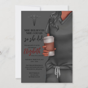 Grey Scrubs Nursing School Graduation Invitation