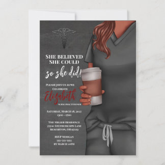 Grey Scrubs Nursing School Graduation Invitation