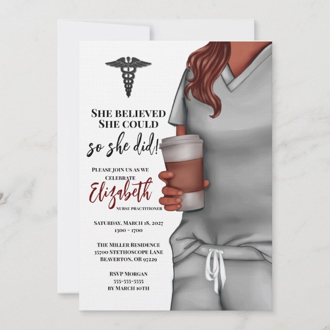 Grey Scrubs Nursing School Graduation Invitation (Front)