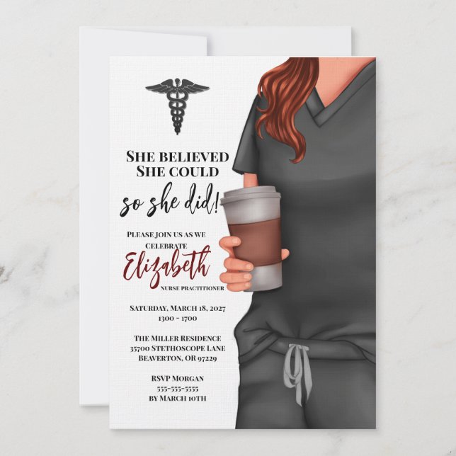 Grey Scrubs Nursing School Graduation Invitation (Front)