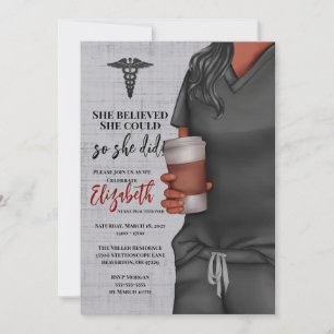 Grey Scrubs Nursing School Graduation Invitation