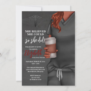 Grey Scrubs Nursing School Graduation Invitation