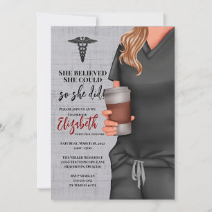 Grey Scrubs Nursing School Graduation Invitation