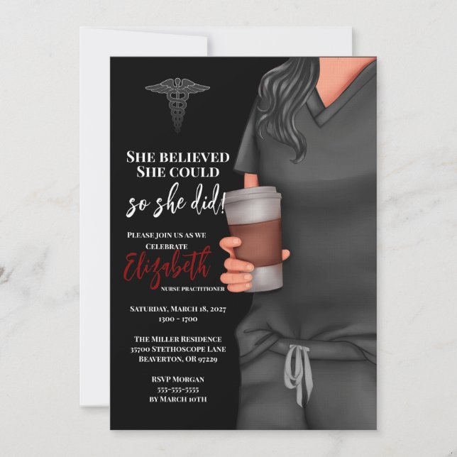 Grey Scrubs Nursing School Graduation Invitation (Front)