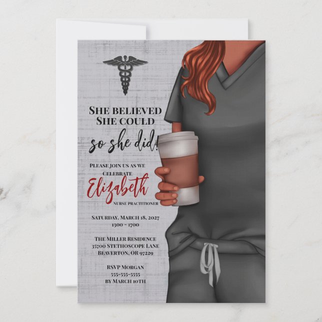 Grey Scrubs Nursing School Graduation Invitation (Front)