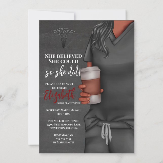 Grey Scrubs Nursing School Graduation Invitation (Front)