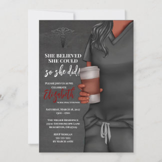 Grey Scrubs Nursing School Graduation Invitation