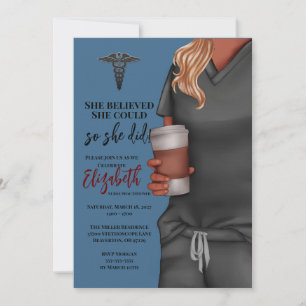 Grey Scrubs Nursing School Graduation Invitation