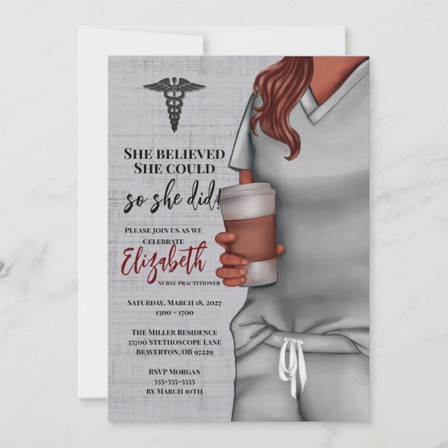Grey Scrubs Nursing School Graduation Invitation (Front)