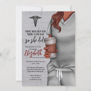 Grey Scrubs Nursing School Graduation Invitation
