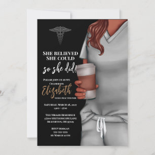 Grey Scrubs Nursing School Graduation Invitation