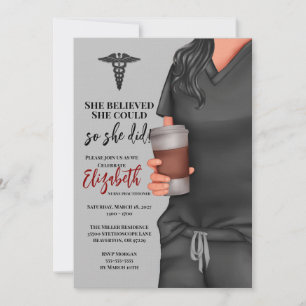 Grey Scrubs Nursing School Graduation Invitation