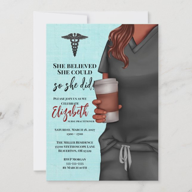 Grey Scrubs Nursing School Graduation Invitation (Front)
