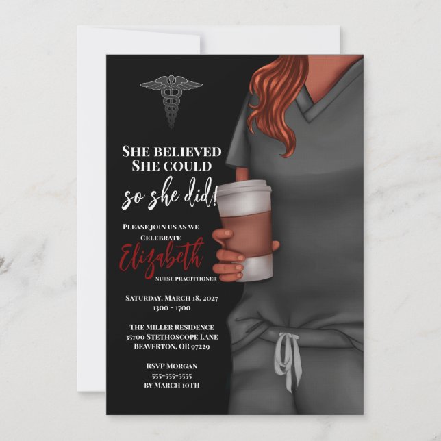 Grey Scrubs Nursing School Graduation Invitation (Front)