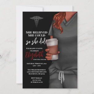 Grey Scrubs Nursing School Graduation Invitation