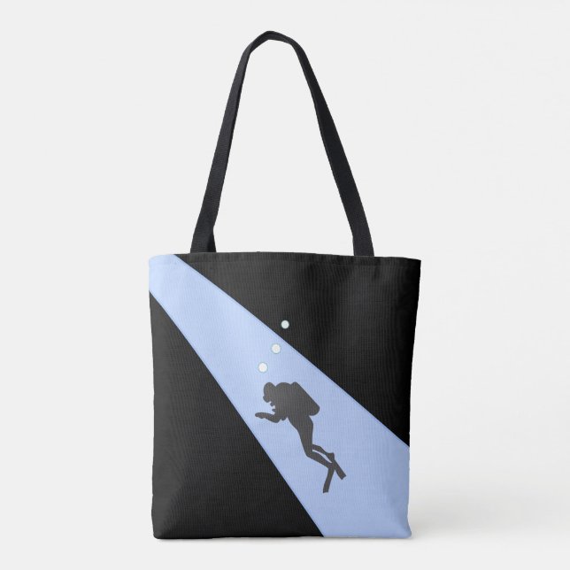 Grey Scuba Diver Tote Bag (Back)