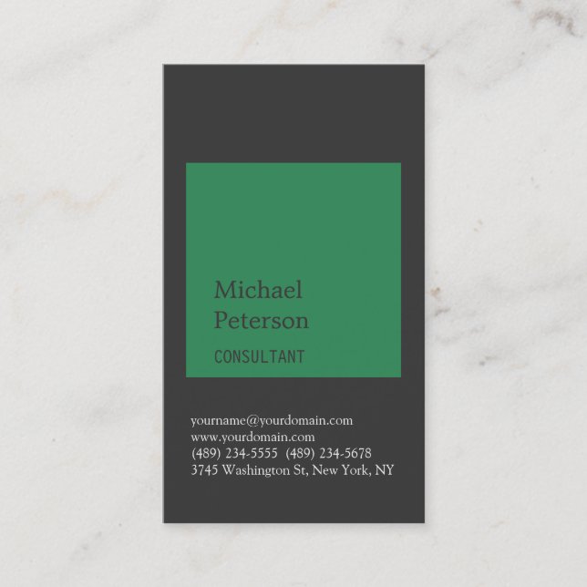 Grey Sea Green Stripe Consultant Business Card (Front)