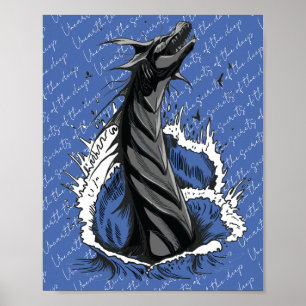 Grey Sea Monster Serpent Ocean Waves Poster