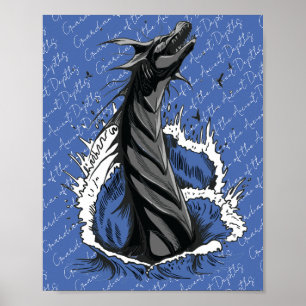 Grey Sea Monster Serpent Ocean Waves Poster