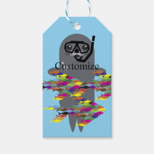 Grey Seal Thunder_Cove Ceramic Tile Gift Tags
