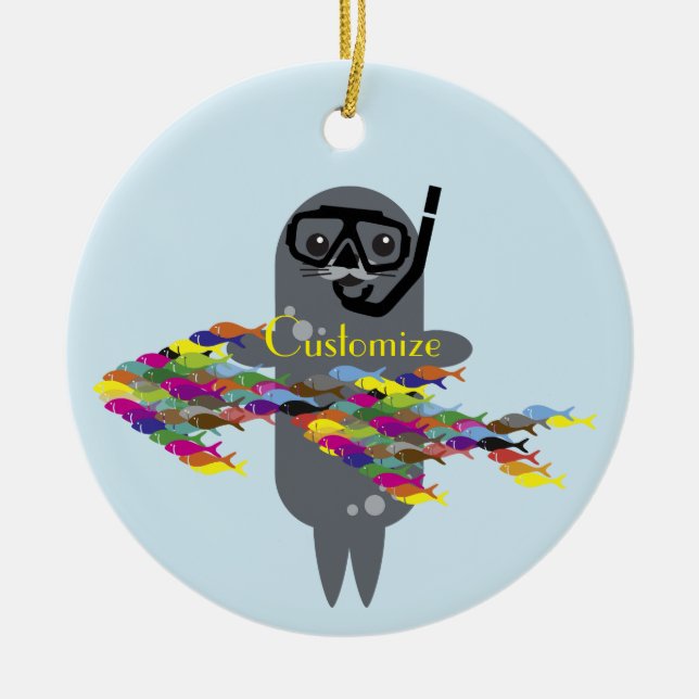 Grey Seal Thunder_Cove   Ceramic Tree Decoration (Front)