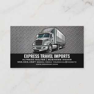 Grey Semi Truck   Transports Business Card