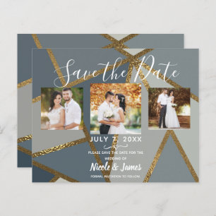 Grey Shades & Bronze Modern Wedding Save the Date