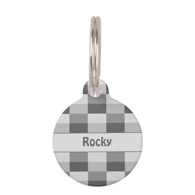 Grey Shades Colour Blocks Pet Tag (Front)